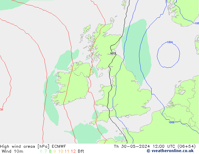 High wind areas ECMWF gio 30.05.2024 12 UTC