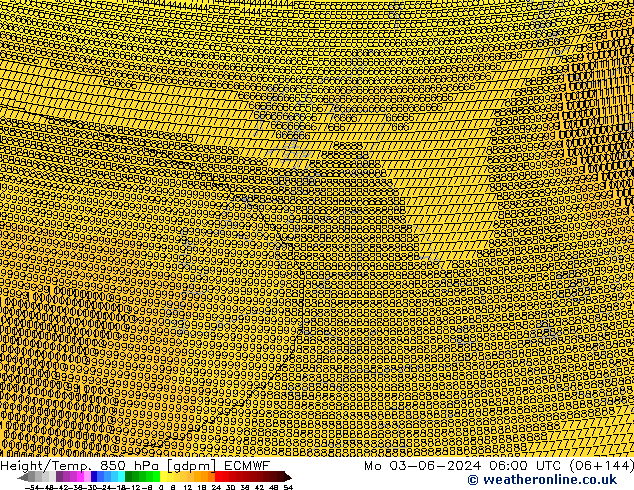 Height/Temp. 850 hPa ECMWF Mo 03.06.2024 06 UTC