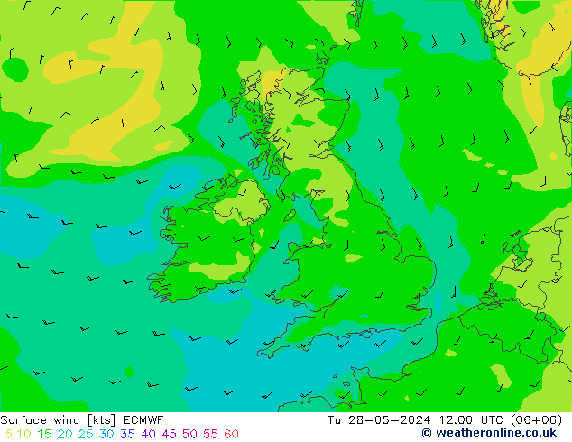 Vento 10 m ECMWF mar 28.05.2024 12 UTC