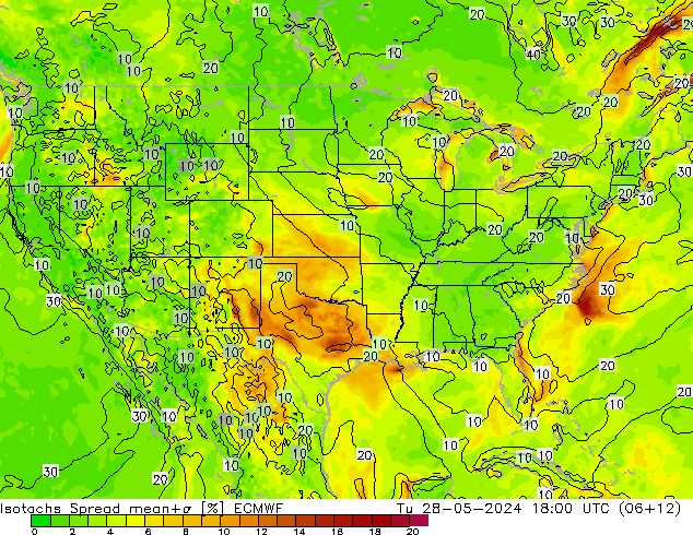 Isotachen Spread ECMWF di 28.05.2024 18 UTC