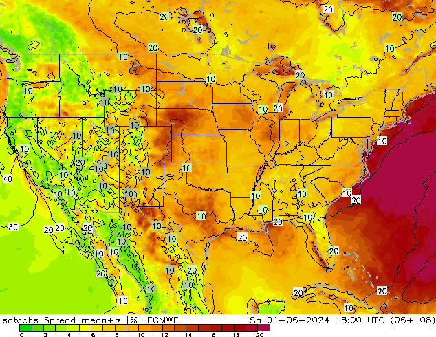 Eşrüzgar Hızları Spread ECMWF Cts 01.06.2024 18 UTC