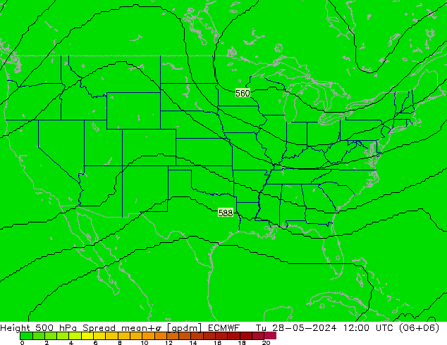 500 hPa Yüksekliği Spread ECMWF Sa 28.05.2024 12 UTC