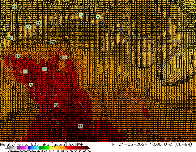 Geop./Temp. 925 hPa ECMWF vie 31.05.2024 18 UTC