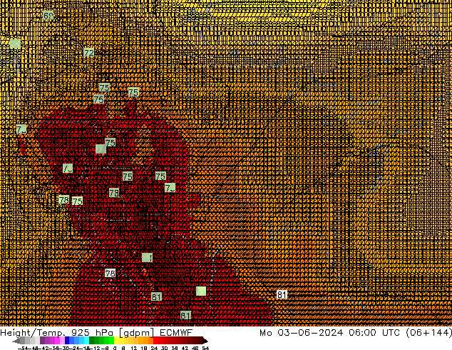 Height/Temp. 925 hPa ECMWF Seg 03.06.2024 06 UTC