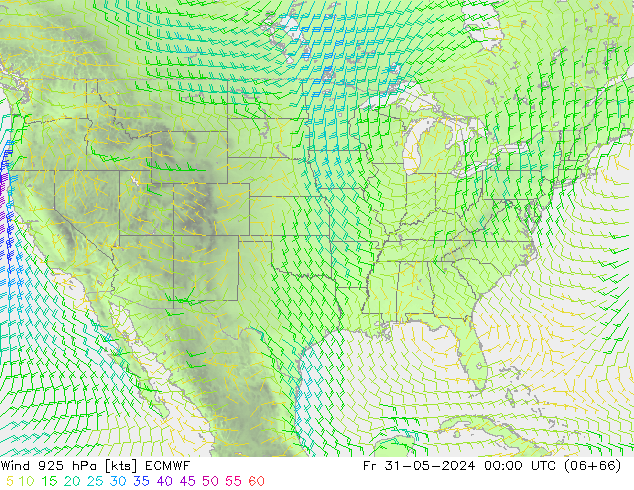 Vent 925 hPa ECMWF ven 31.05.2024 00 UTC