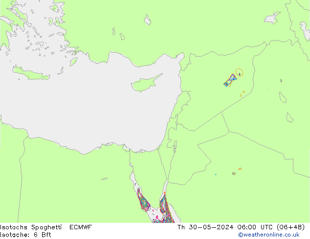 Isotachs Spaghetti ECMWF gio 30.05.2024 06 UTC