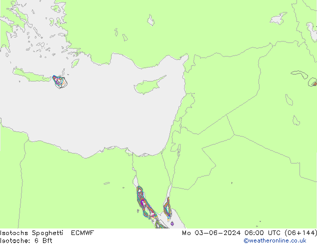 Isotachen Spaghetti ECMWF ma 03.06.2024 06 UTC