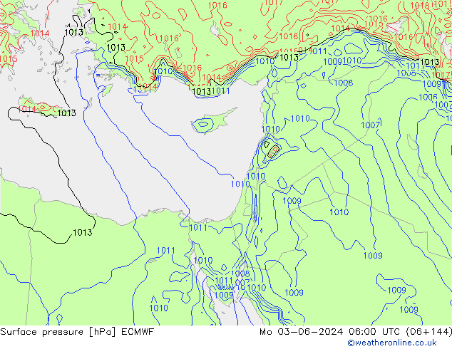 Atmosférický tlak ECMWF Po 03.06.2024 06 UTC