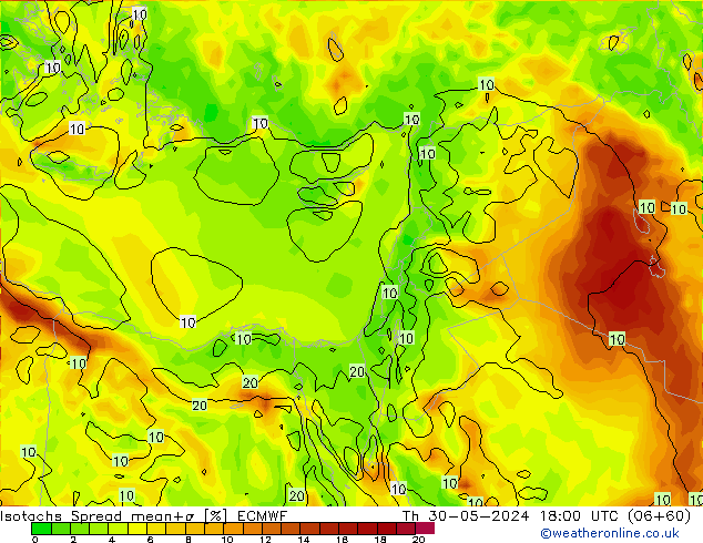 Isotachs Spread ECMWF Th 30.05.2024 18 UTC