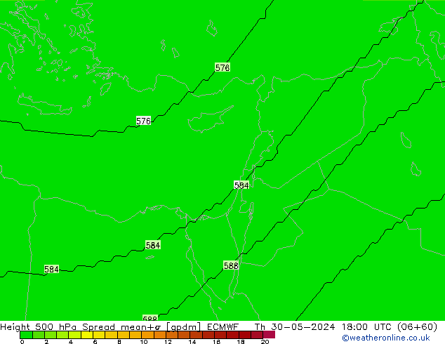 Height 500 hPa Spread ECMWF Th 30.05.2024 18 UTC