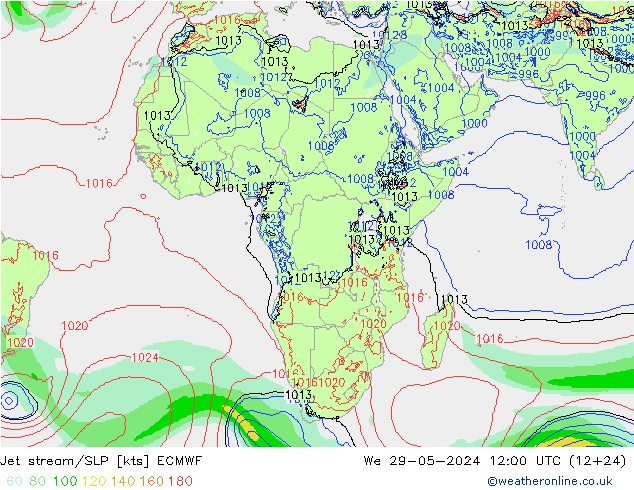 Jet stream/SLP ECMWF We 29.05.2024 12 UTC