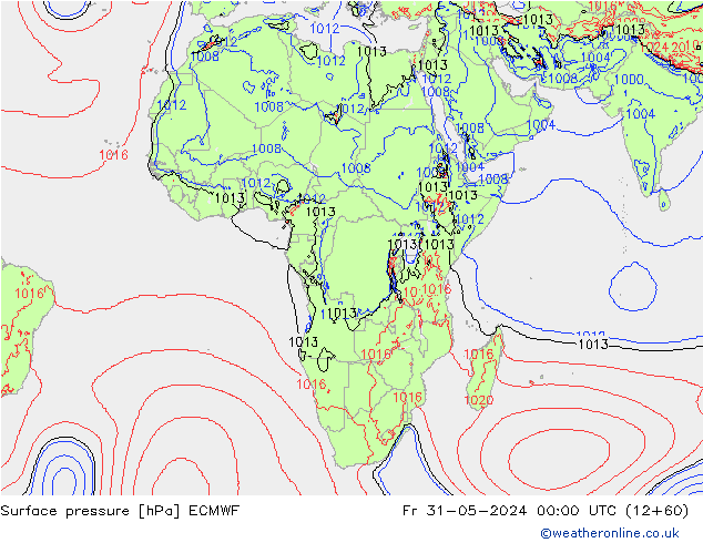 Luchtdruk (Grond) ECMWF vr 31.05.2024 00 UTC
