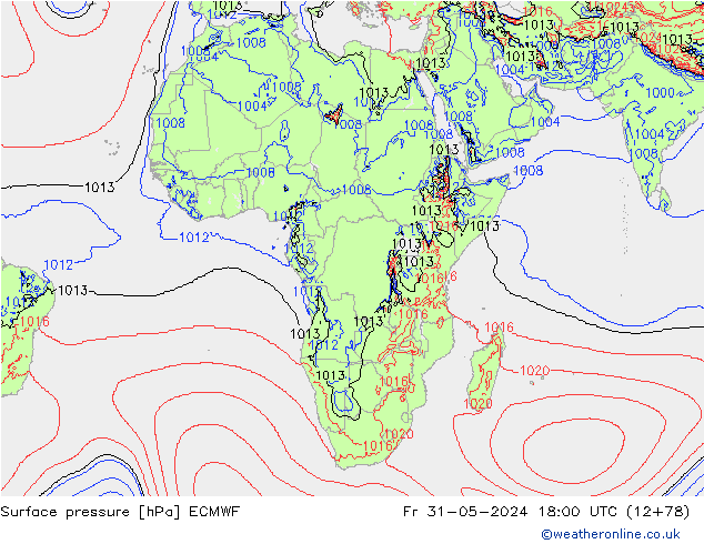 Luchtdruk (Grond) ECMWF vr 31.05.2024 18 UTC