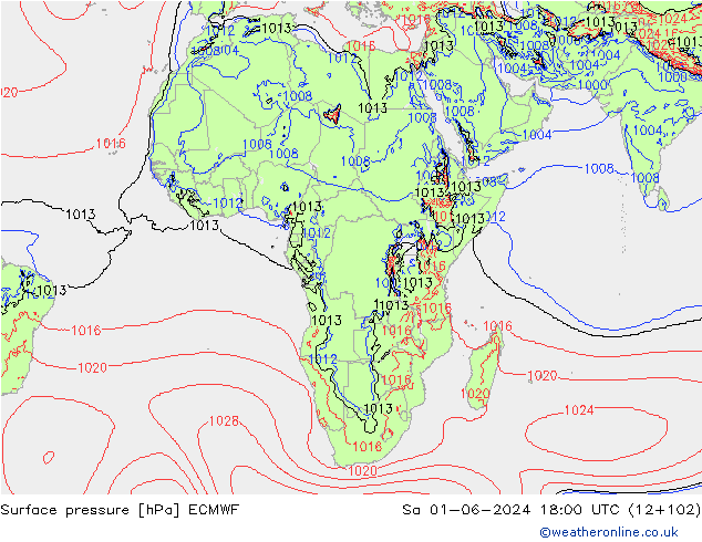 Luchtdruk (Grond) ECMWF za 01.06.2024 18 UTC