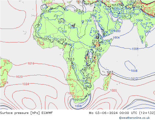 Presión superficial ECMWF lun 03.06.2024 00 UTC