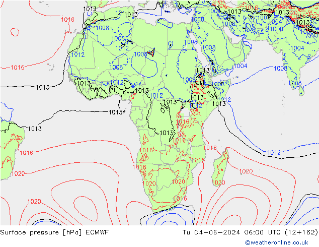 приземное давление ECMWF вт 04.06.2024 06 UTC