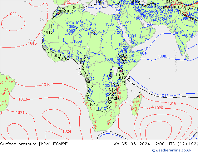 Atmosférický tlak ECMWF St 05.06.2024 12 UTC