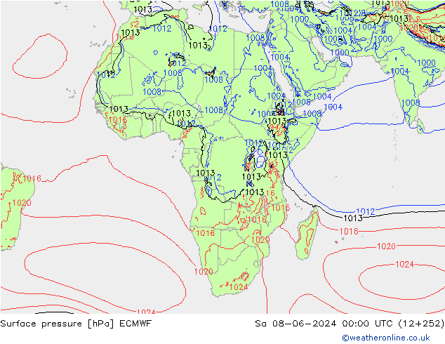 pressão do solo ECMWF Sáb 08.06.2024 00 UTC