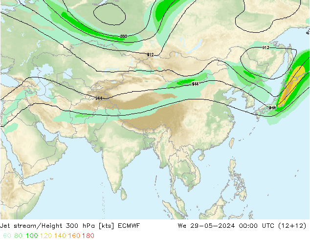 Jet stream/Height 300 hPa ECMWF We 29.05.2024 00 UTC