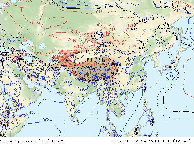 Pressione al suolo ECMWF gio 30.05.2024 12 UTC