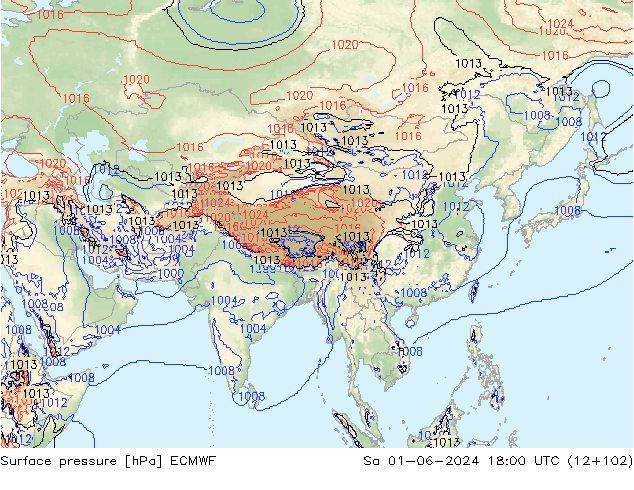 Atmosférický tlak ECMWF So 01.06.2024 18 UTC