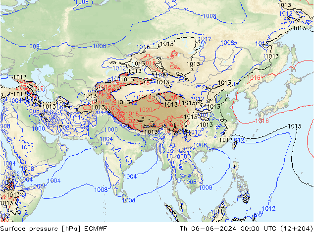 Yer basıncı ECMWF Per 06.06.2024 00 UTC