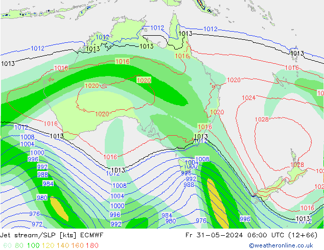 Jet stream/SLP ECMWF Fr 31.05.2024 06 UTC