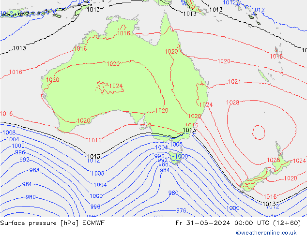 Luchtdruk (Grond) ECMWF vr 31.05.2024 00 UTC