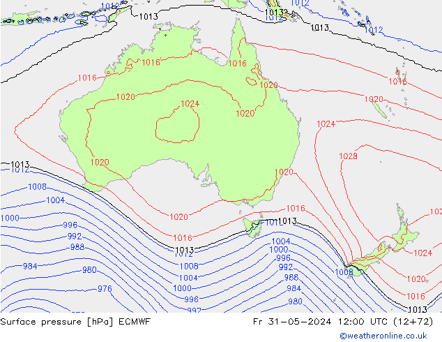 Surface pressure ECMWF Fr 31.05.2024 12 UTC