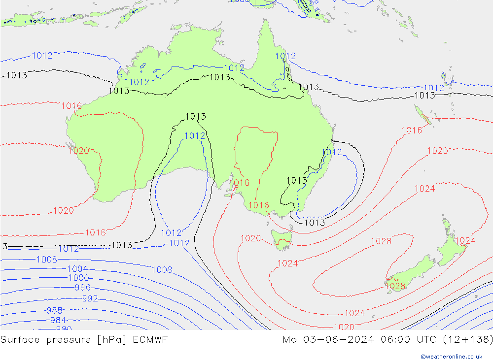 приземное давление ECMWF пн 03.06.2024 06 UTC