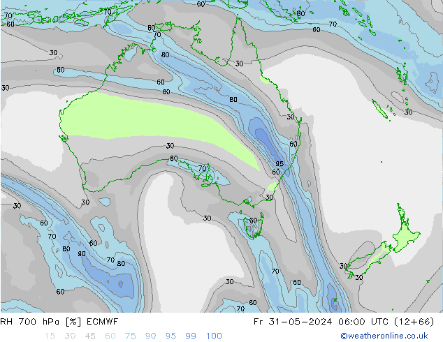 RH 700 hPa ECMWF Pá 31.05.2024 06 UTC