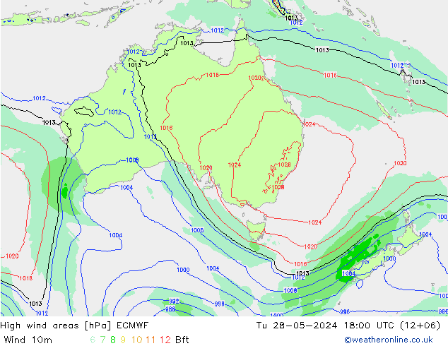 High wind areas ECMWF Tu 28.05.2024 18 UTC