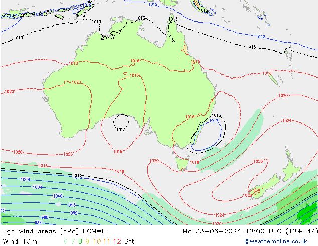 High wind areas ECMWF Mo 03.06.2024 12 UTC