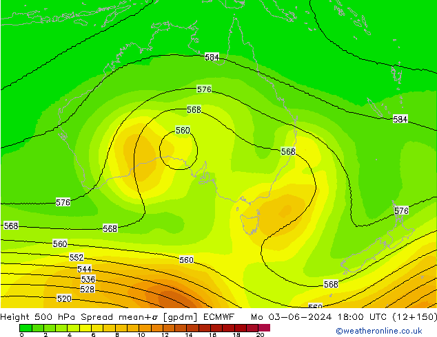 Height 500 hPa Spread ECMWF Seg 03.06.2024 18 UTC