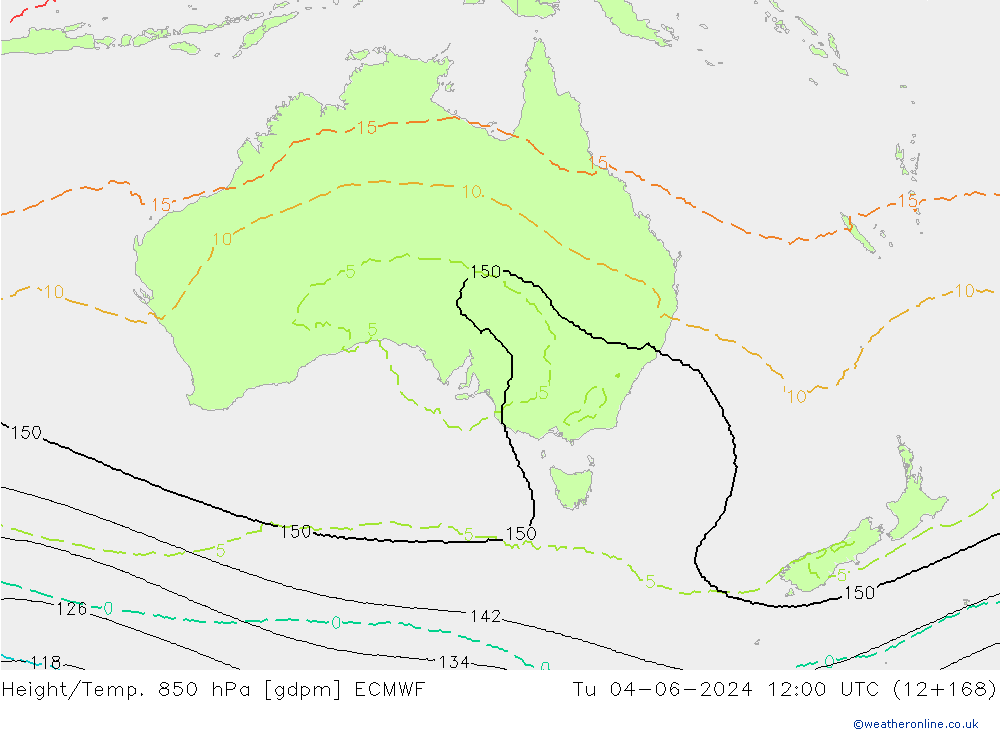 Hoogte/Temp. 850 hPa ECMWF di 04.06.2024 12 UTC