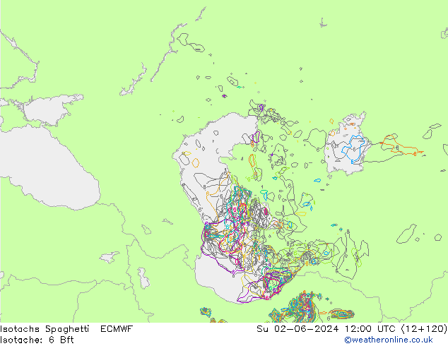 Izotacha Spaghetti ECMWF nie. 02.06.2024 12 UTC