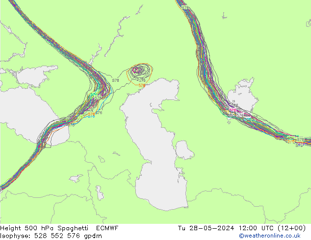 Géop. 500 hPa Spaghetti ECMWF mar 28.05.2024 12 UTC