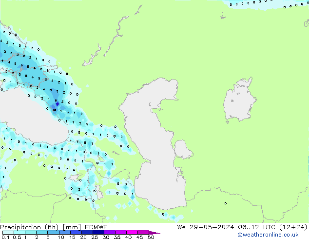 осадки (6h) ECMWF ср 29.05.2024 12 UTC