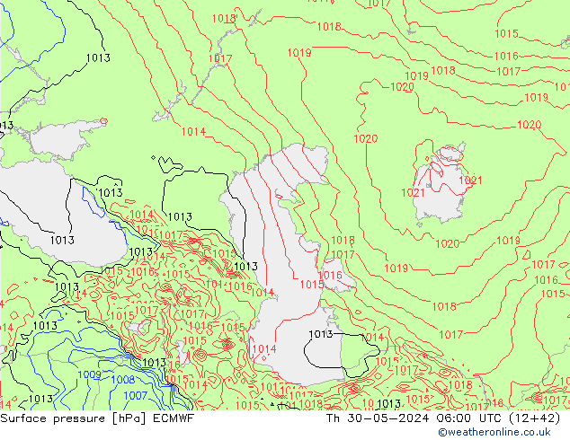 Pressione al suolo ECMWF gio 30.05.2024 06 UTC