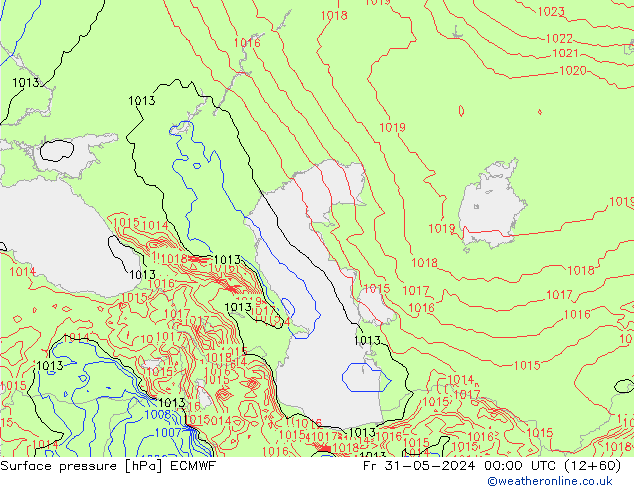 Pressione al suolo ECMWF ven 31.05.2024 00 UTC