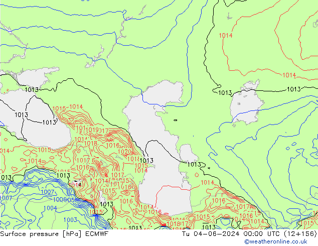 Surface pressure ECMWF Tu 04.06.2024 00 UTC