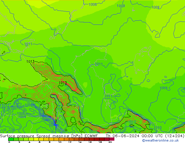 pression de l'air Spread ECMWF jeu 06.06.2024 00 UTC