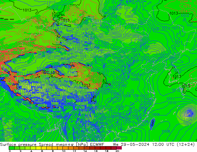 ciśnienie Spread ECMWF śro. 29.05.2024 12 UTC