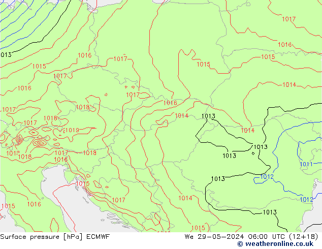 Surface pressure ECMWF We 29.05.2024 06 UTC