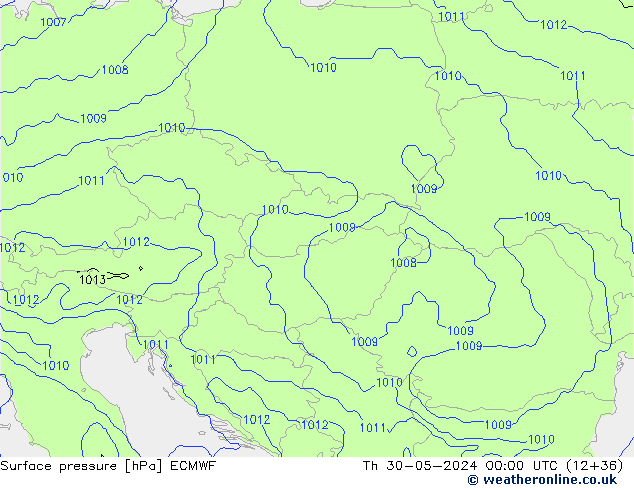 Pressione al suolo ECMWF gio 30.05.2024 00 UTC