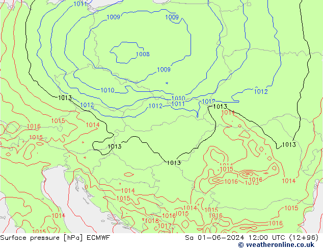 Atmosférický tlak ECMWF So 01.06.2024 12 UTC