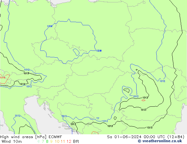 High wind areas ECMWF Sa 01.06.2024 00 UTC