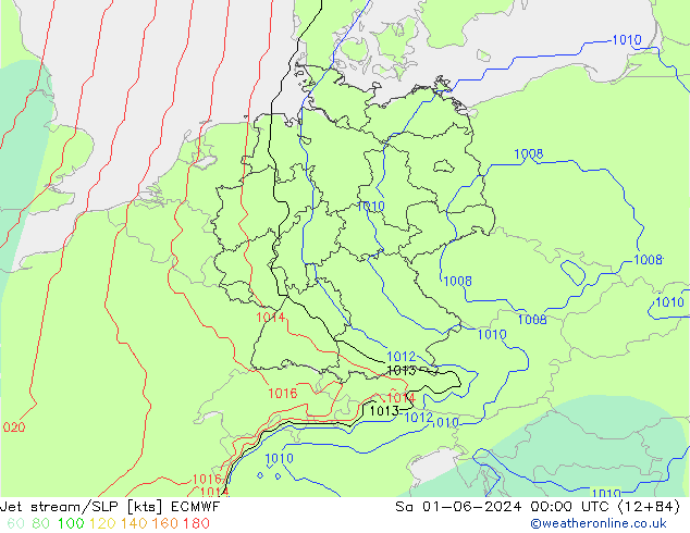 Corriente en chorro ECMWF sáb 01.06.2024 00 UTC