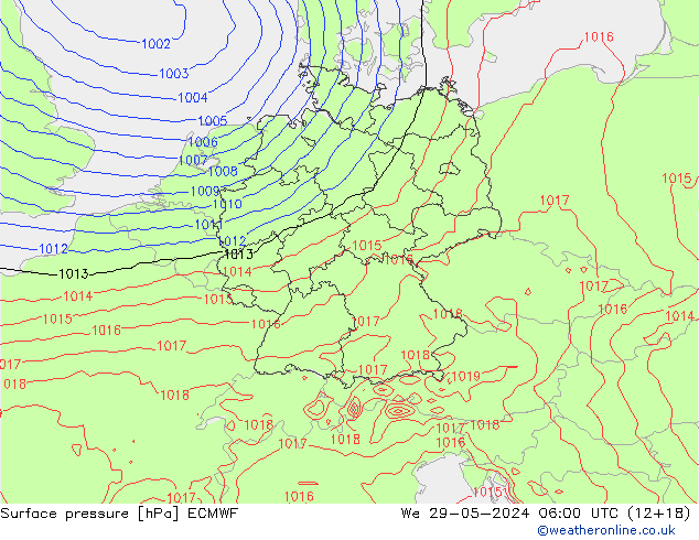 Yer basıncı ECMWF Çar 29.05.2024 06 UTC