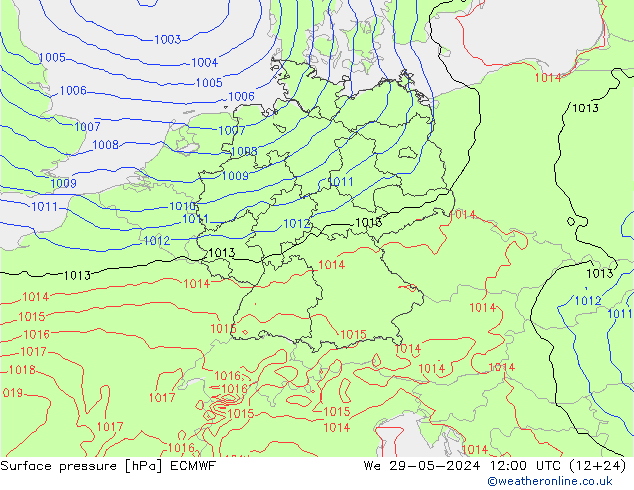 Surface pressure ECMWF We 29.05.2024 12 UTC